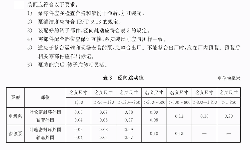 立式长轴泵(长轴液下泵)装配技术要求